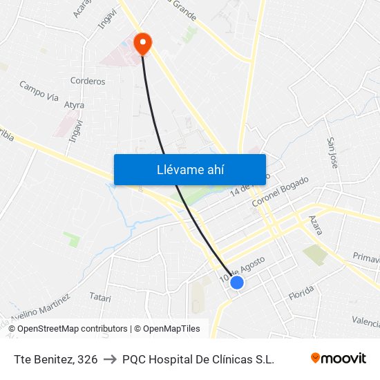 Tte Benitez, 326 to PQC Hospital De Clínicas S.L. map