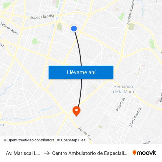 Av. Mariscal López X Bulnes to Centro Ambulatorio de Especialidades Alfonso Godoy (CAE) map