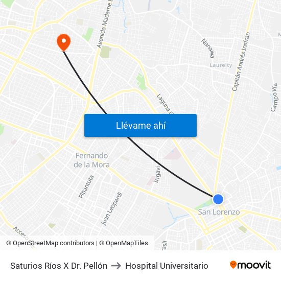 Saturios Ríos X Dr. Pellón to Hospital Universitario map