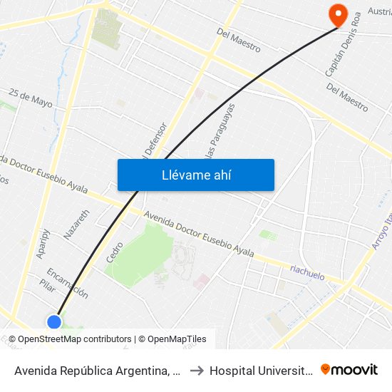 Avenida República Argentina, 3016 to Hospital Universitario map