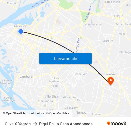 Oliva X Yegros to Piqui En La Casa Abandonada map