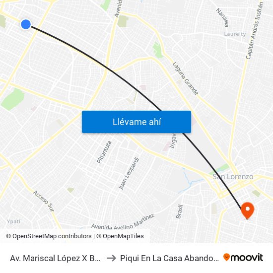 Av. Mariscal López X Bulnes to Piqui En La Casa Abandonada map
