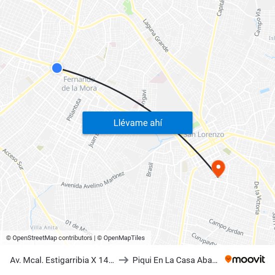 Av. Mcal. Estigarribia X 14 De Mayo to Piqui En La Casa Abandonada map