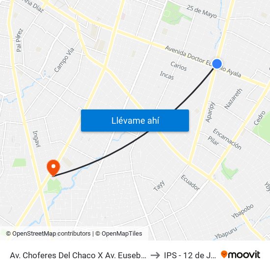 Av. Choferes Del Chaco X Av. Eusebio Ayala to IPS - 12 de Junio map