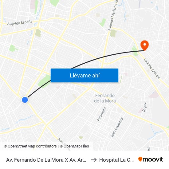 Av. Fernando De La Mora X Av. Argentina to Hospital La Costa map