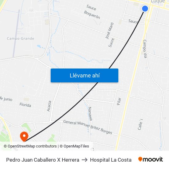 Pedro Juan Caballero X Herrera to Hospital La Costa map