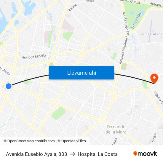 Avenida Eusebio Ayala, 803 to Hospital La Costa map