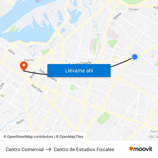 Centro Comercial to Centro de Estudios Fiscales map