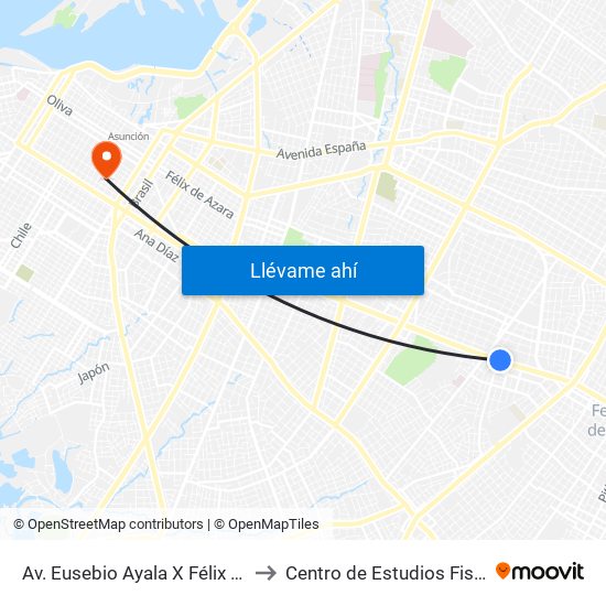 Av. Eusebio Ayala X Félix Lopéz to Centro de Estudios Fiscales map