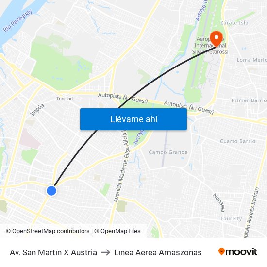 Av. San Martín X Austria to Línea Aérea Amaszonas map