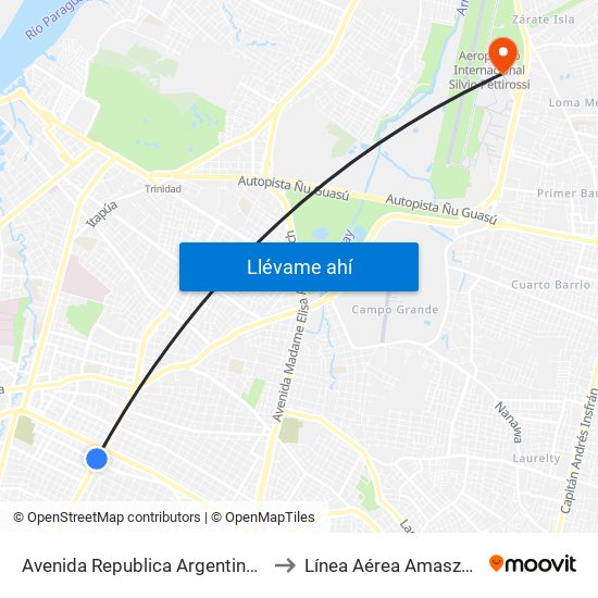 Avenida Republica Argentina, 201 to Línea Aérea Amaszonas map