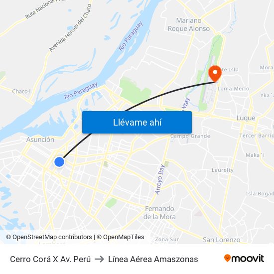 Cerro Corá X Av. Perú to Línea Aérea Amaszonas map
