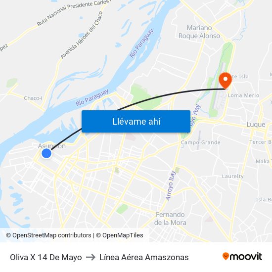 Oliva X 14 De Mayo to Línea Aérea Amaszonas map