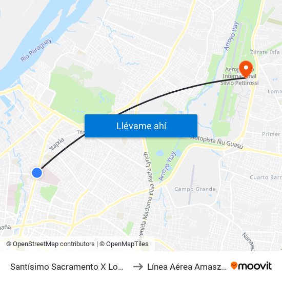 Santísimo Sacramento X Lombardo to Línea Aérea Amaszonas map