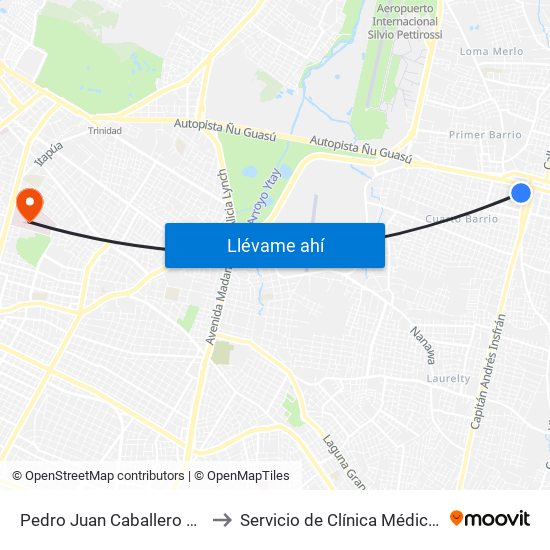 Pedro Juan Caballero X Herrera to Servicio de Clínica Médica - HCIPS map