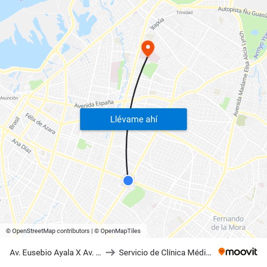 Av. Eusebio Ayala X Av. Argentina to Servicio de Clínica Médica - HCIPS map