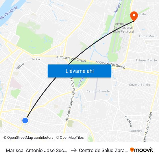 Mariscal Antonio Jose Sucre, 1411 to Centro de Salud Zarate Isla map