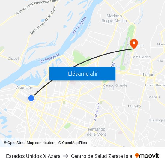 Estados Unidos X Azara to Centro de Salud Zarate Isla map