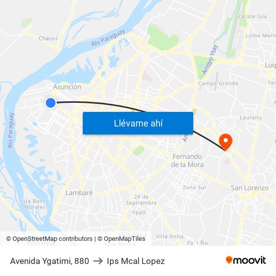 Avenida Ygatimi, 880 to Ips Mcal Lopez map