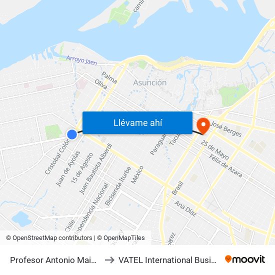 Profesor Antonio Maidana Campos, 1045 to VATEL International Business School Paraguay map