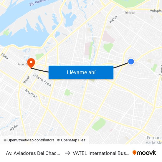 Av. Aviadores Del Chaco X Frutos De González to VATEL International Business School Paraguay map