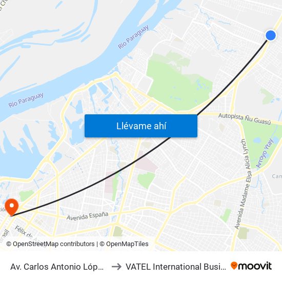 Av. Carlos Antonio López X Av. Eusebio Ayala to VATEL International Business School Paraguay map