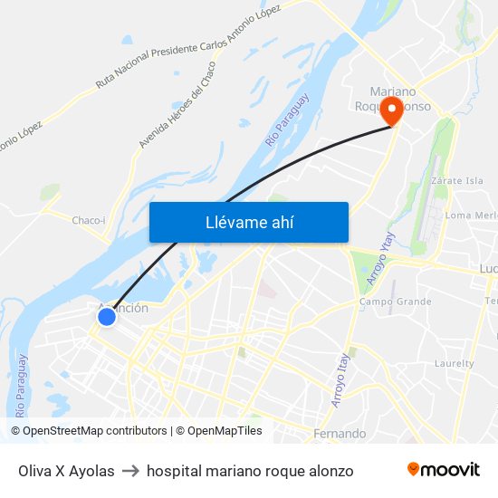 Oliva X Ayolas to hospital mariano roque alonzo map