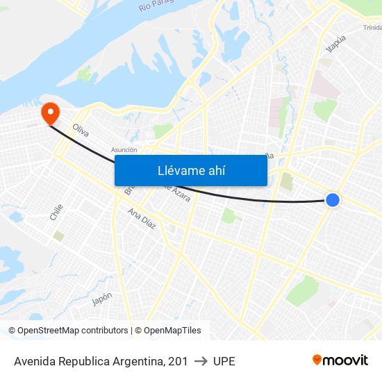 Avenida Republica Argentina, 201 to UPE map