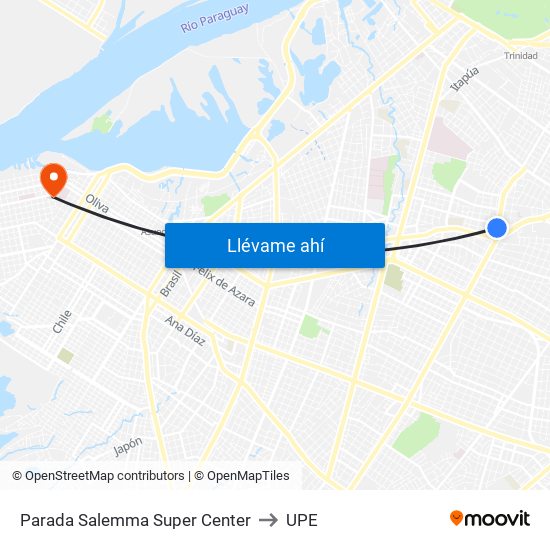 Parada Salemma Super Center to UPE map