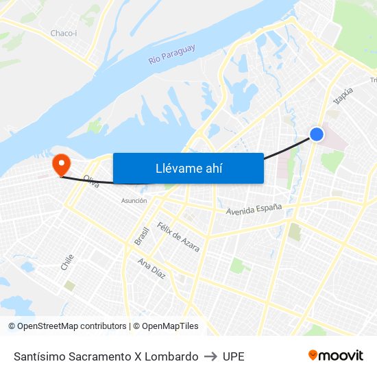 Santísimo Sacramento X Lombardo to UPE map