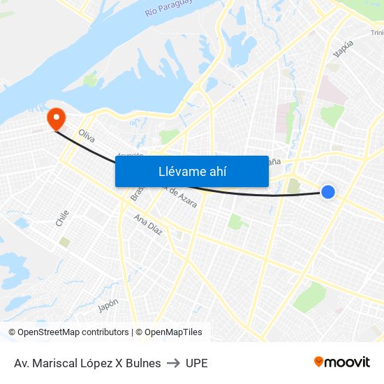 Av. Mariscal López X Bulnes to UPE map