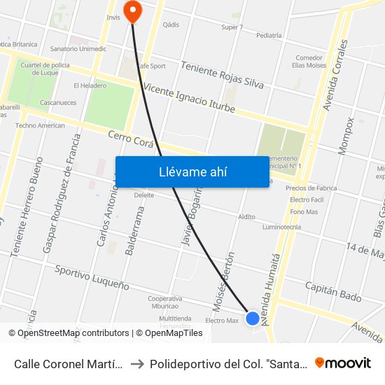 Calle Coronel Martínez, 97 to Polideportivo del Col. "Santa Teresita" map