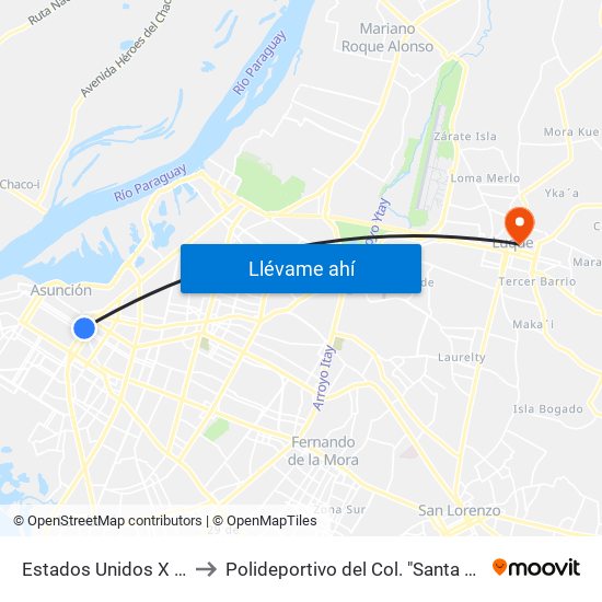 Estados Unidos X Azara to Polideportivo del Col. "Santa Teresita" map