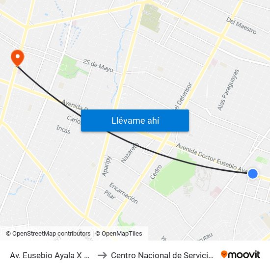 Av. Eusebio Ayala X Félix Lopéz to Centro Nacional de Servicios de Sangre map