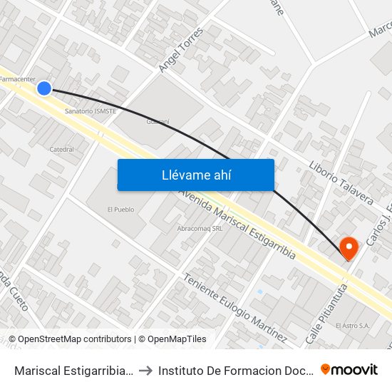 Mariscal Estigarribia X 10 De Julio to Instituto De Formacion Docente Interregional map