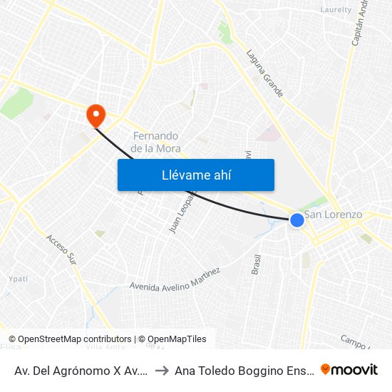Av. Del Agrónomo X Av. Avelino Martínez to Ana Toledo Boggino Enseñanza Particular map