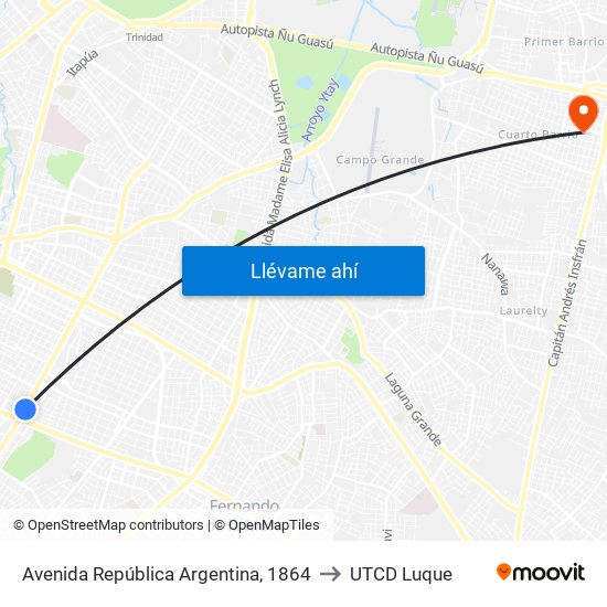 Avenida República Argentina, 1864 to UTCD Luque map