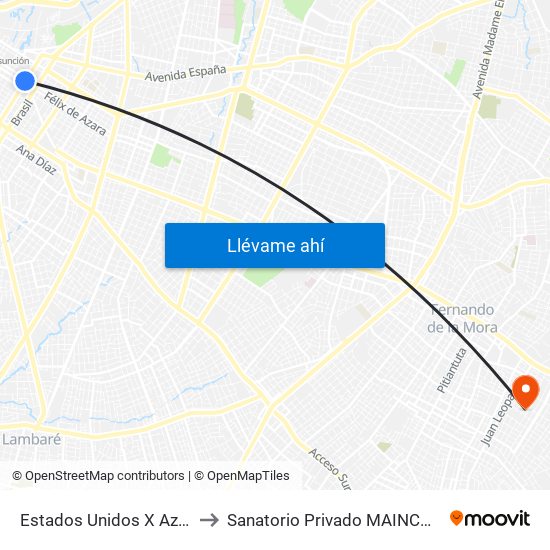 Estados Unidos X Azara to Sanatorio Privado MAINCOOP map