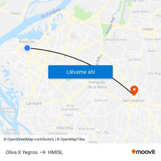 Oliva X Yegros to HMISL map