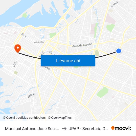 Mariscal Antonio Jose Sucre, 1411 to UPAP - Secretaría General map
