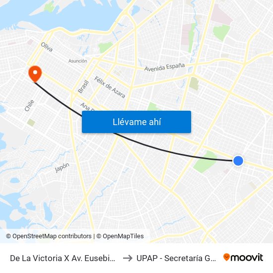 De La Victoria X Av. Eusebio Ayala to UPAP - Secretaría General map