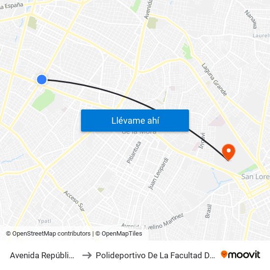 Avenida República Argentina, 1864 to Polideportivo De La Facultad De Ciencias Exactas Y Naturales map