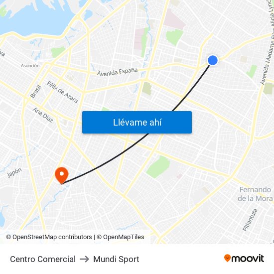 Centro Comercial to Mundi Sport map