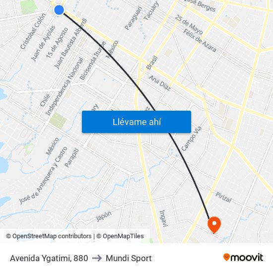Avenida Ygatimi, 880 to Mundi Sport map