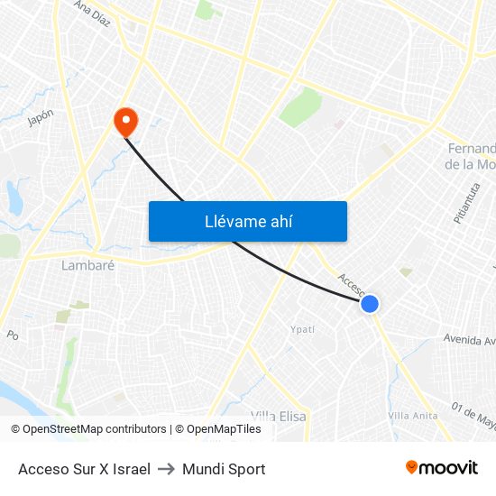 Acceso Sur X Israel to Mundi Sport map