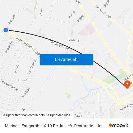 Mariscal Estigarribia X 10 De Julio to Rectorado - Unisal map