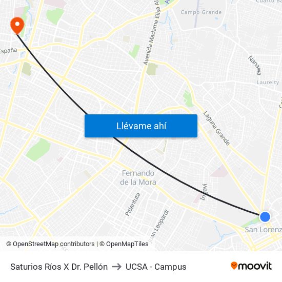 Saturios Ríos X Dr. Pellón to UCSA - Campus map