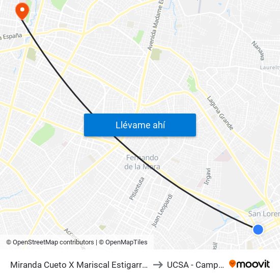 Miranda Cueto X Mariscal Estigarribia to UCSA - Campus map