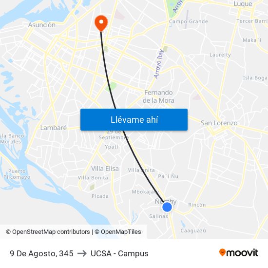 9 De Agosto, 345 to UCSA - Campus map