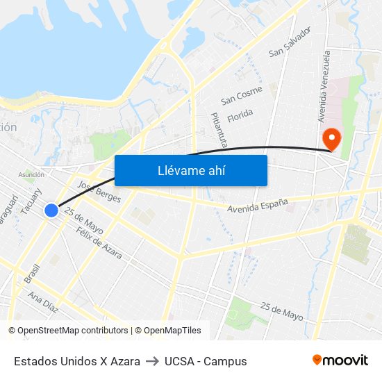 Estados Unidos X Azara to UCSA - Campus map